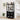 Black bookshelf with decorative items in a room setting