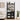 Black bookshelf with decorative items in a living room setting