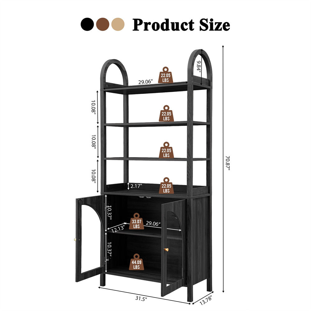Black shelving unit with measurements on a white background