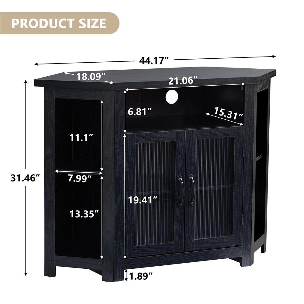 Black cabinet with dimensions labeled on a white background