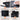 Four-panel feature graphic for a black side table. Panel 1 shows a close-up of the tabletop edge with a dimension callout of 1.