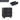 Black dresser with dimensions labeled on a white background