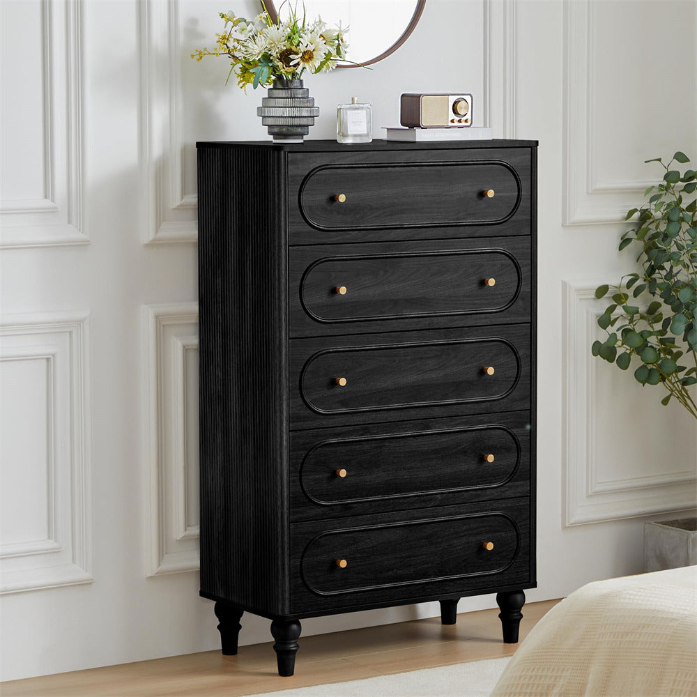Rectangular 5-drawer Storage Cabinet - Black Rectangular 5-drawer Storage Cabinet - Black