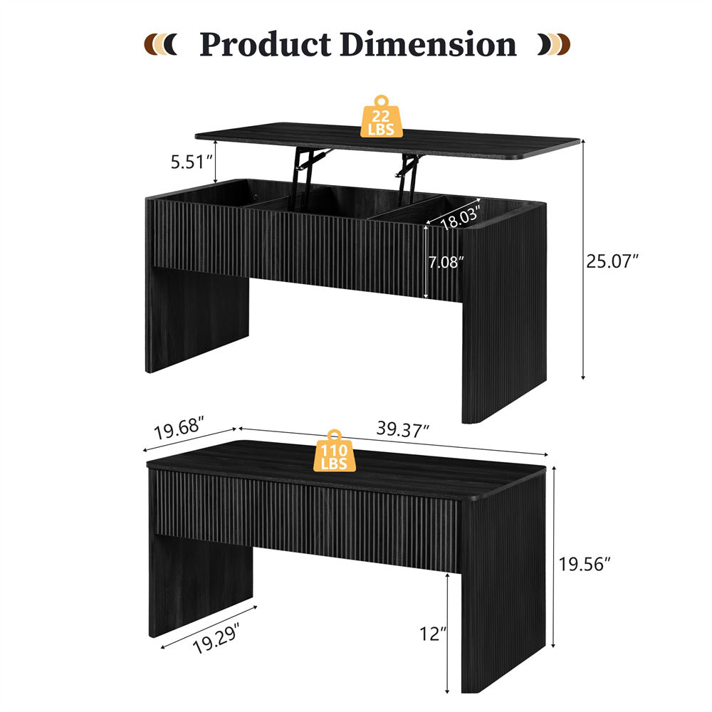 Dimensions of a black desk with measurements labeled on a white background