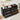 Black modern 6-drawer dresser with open drawers in a room setting.