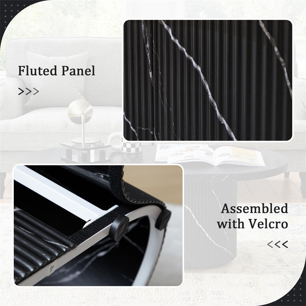 Fluted panel with Velcro assembly on a white background