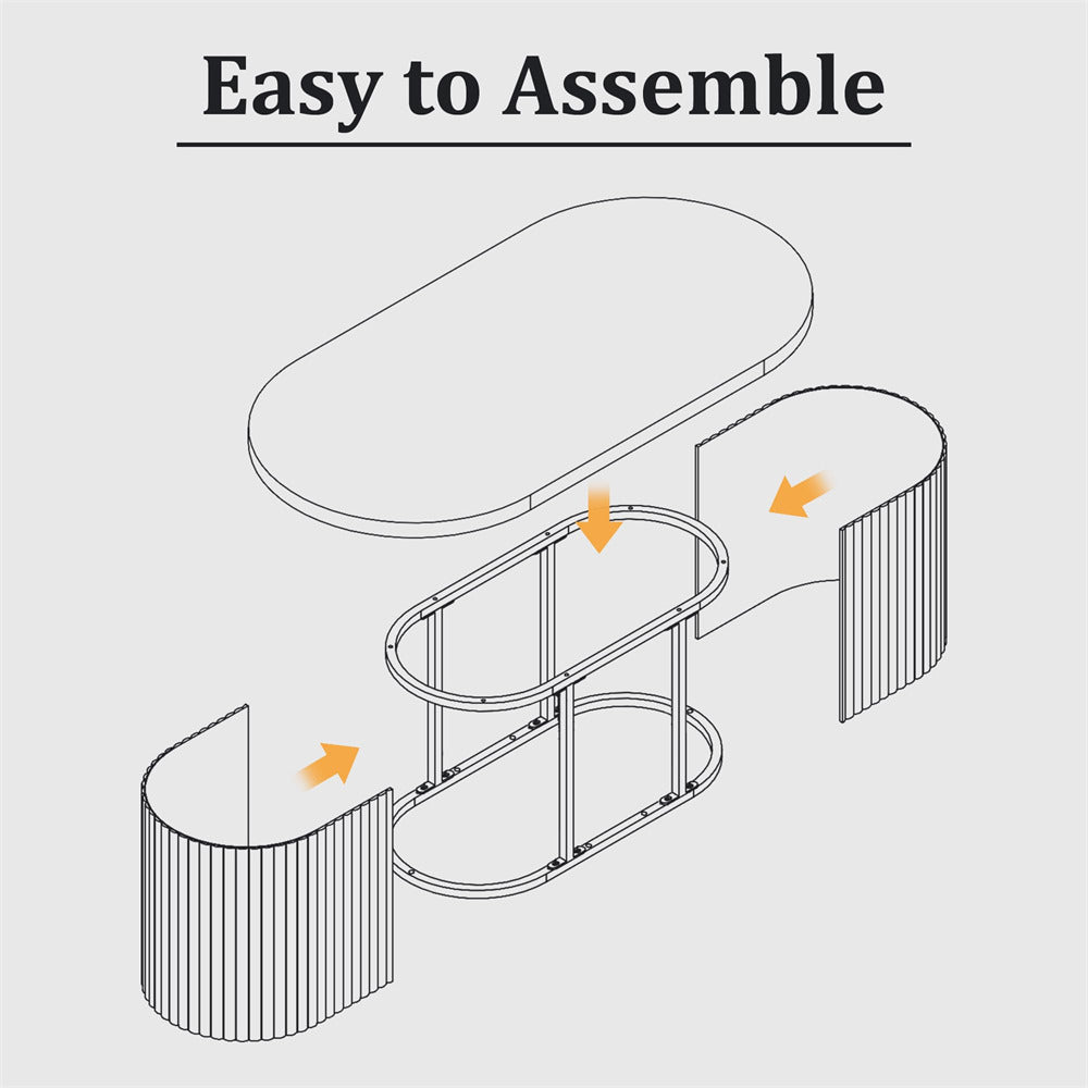Diagram showing an assembly process with text 'Easy to Assemble' on a light gray background
