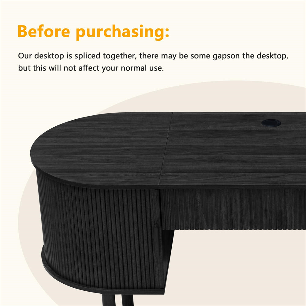Black office desk with a message about splicing on a beige background