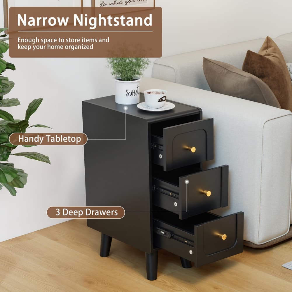 Black Slim Couch Side Table
