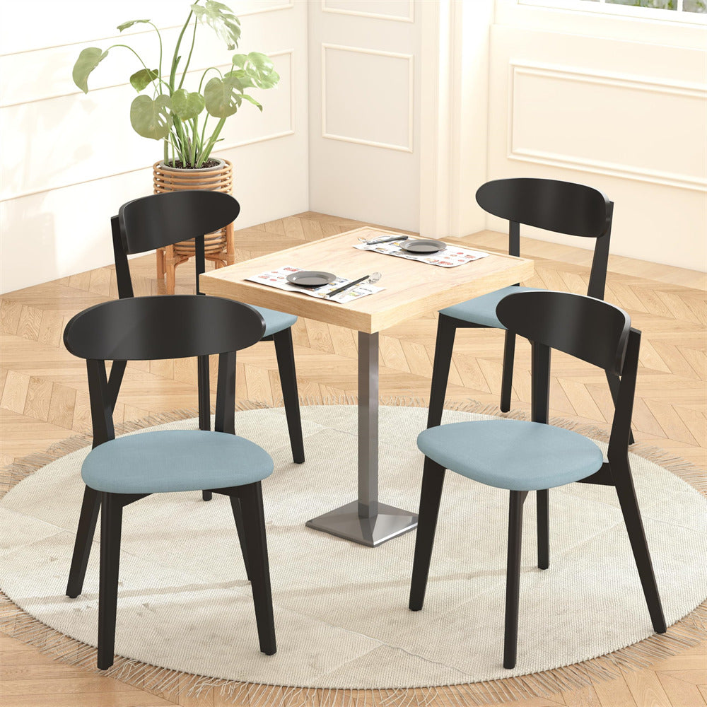 Black Solid Wood Dining Chairs Set of 4