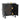 Black cabinet with gold weight labels and dimensions on a white background
