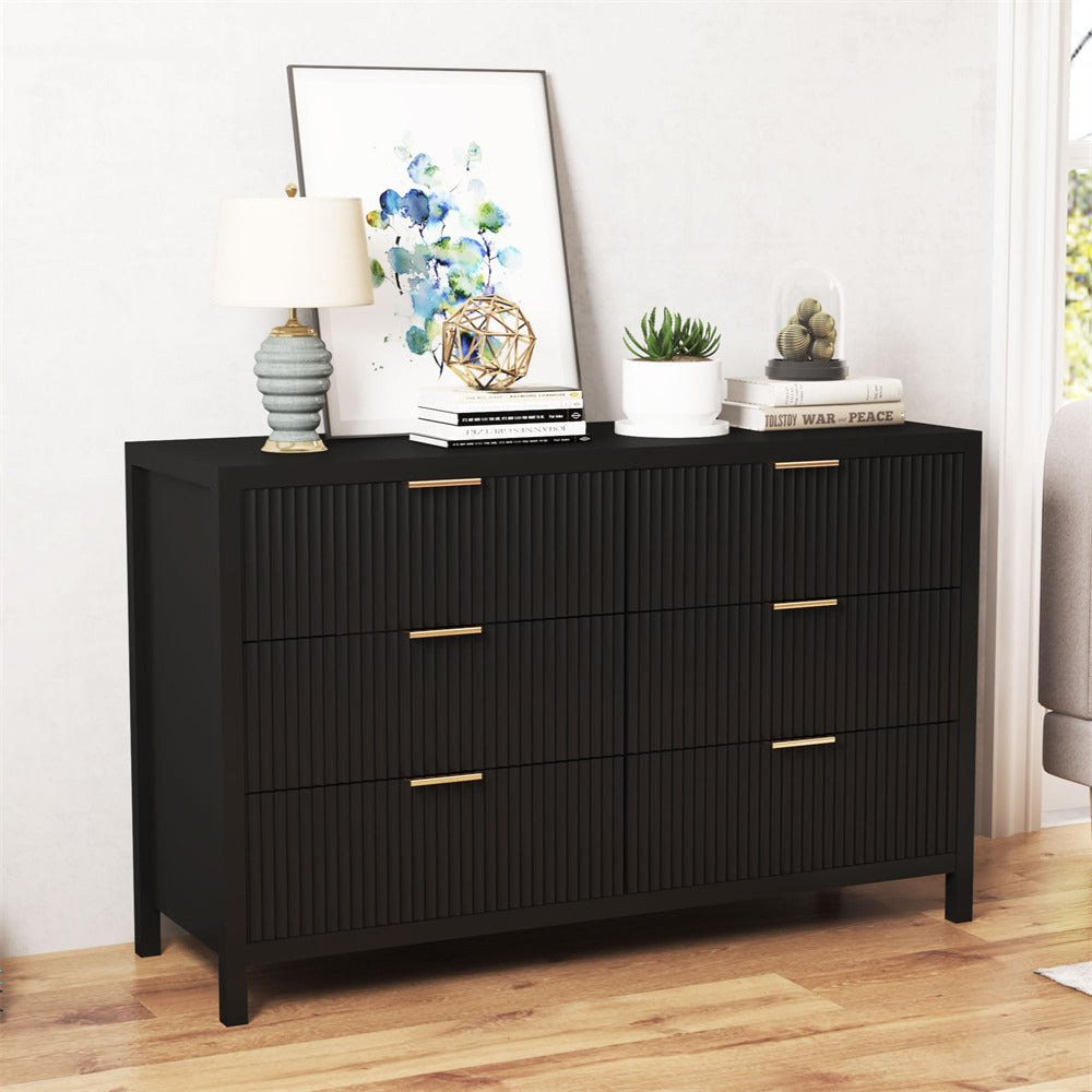 Black Wooden 6 Chest of Drawers