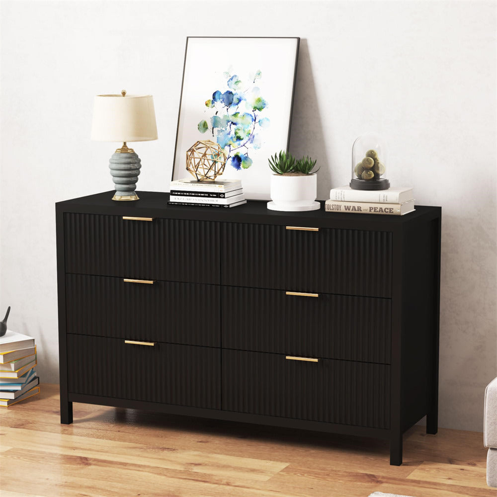 farmhouse black dresser GIKPAL Dresser for Bedroom Set of 2, Farmhouse Rustic Dresser with 6 Drawers & Antique Handles, Wood Chest of Drawers for Living Room, Entryway and
