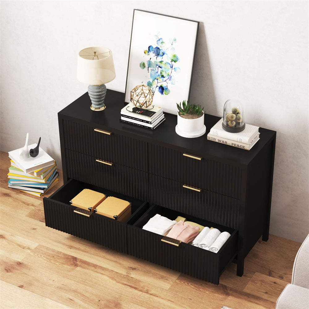 Black Wooden 6 Chest of Drawers