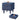 Blue nightstand with decorative patterns and dimensions on a white background
