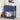 Navy blue nightstand with decorative elements in a bedroom setting