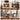 A four-panel collage showing a rustic brown wooden console-style desk/table in different room settings, labeled Console Table, Sofa Table, Entry Table, and Long Desk.