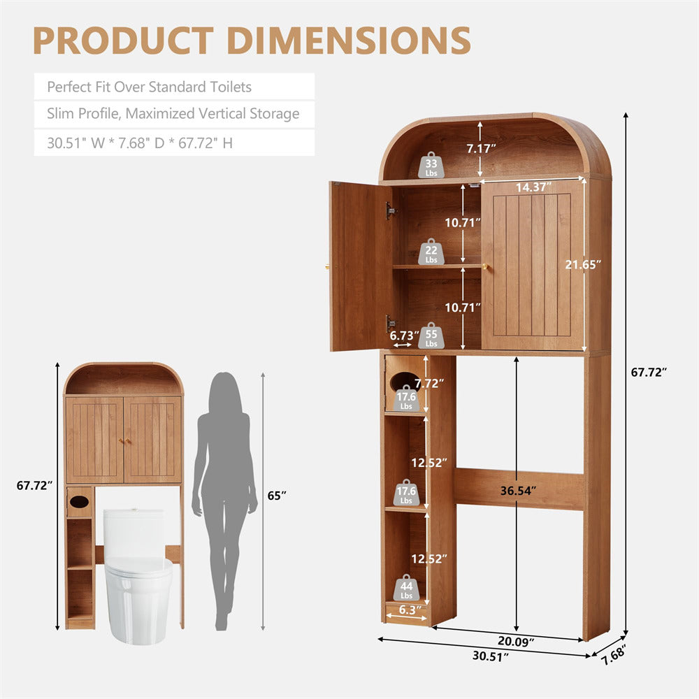 Caramel 31" Wide Over the Toilet Storage with Toilet Paper Holder