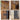 Four-panel close-up collage showing details of a wooden cabinet: high quality MDF board, soft curved top, anti-tipping device, and high-quality door hardware.