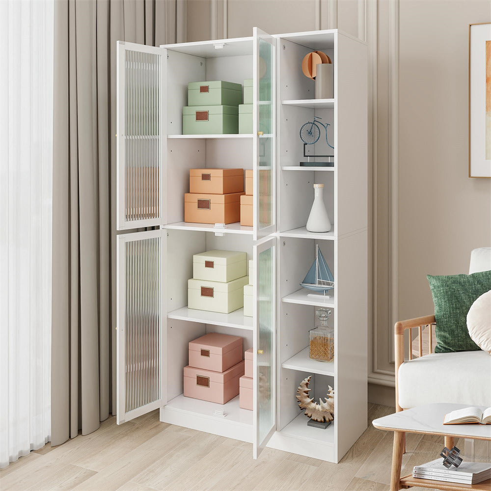 Freestanding Kitchen Pantry Storage Cabinet 71" Tall White with Doors and Adjustable Shelves