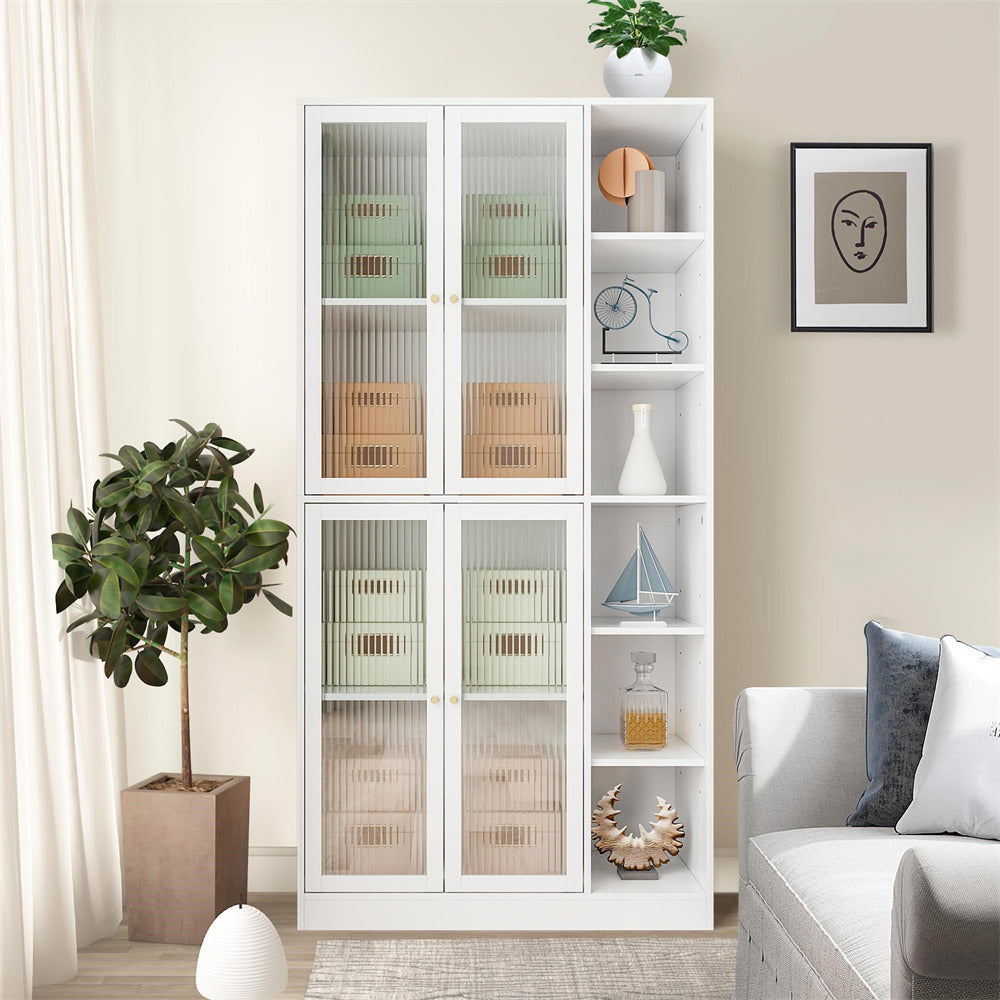Freestanding Kitchen Pantry Storage Cabinet 71" Tall White with Doors and Adjustable Shelves