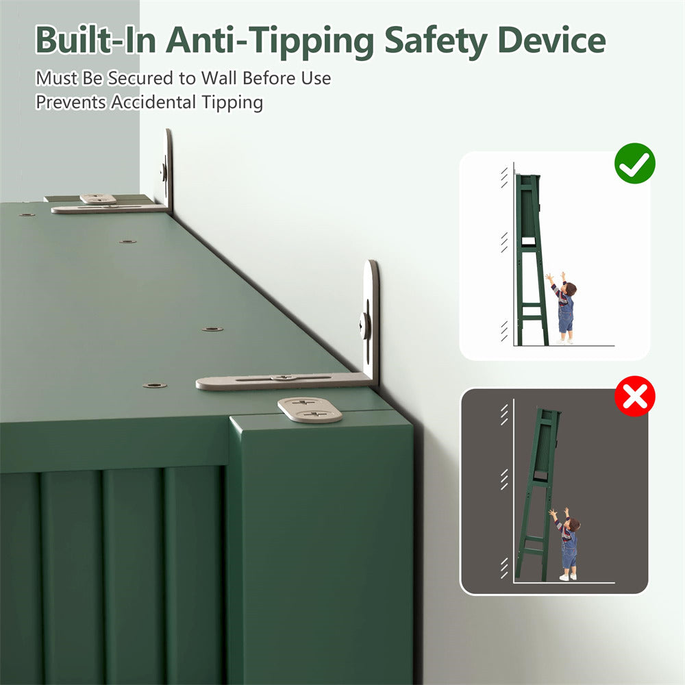 Green Freestanding Over Toilet Storage Rack Wall-Anchored Wooden Storage Cabinet
