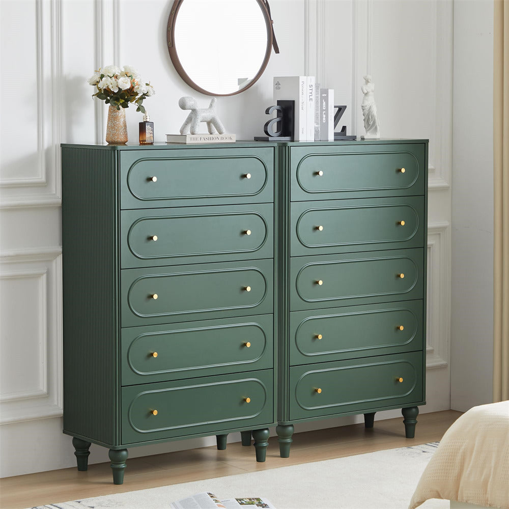 mid century modern 5 drawer dresser Mid Century Modern 5 Drawer Fluted Dresser Chest of Drawers With Woode – GiraTree