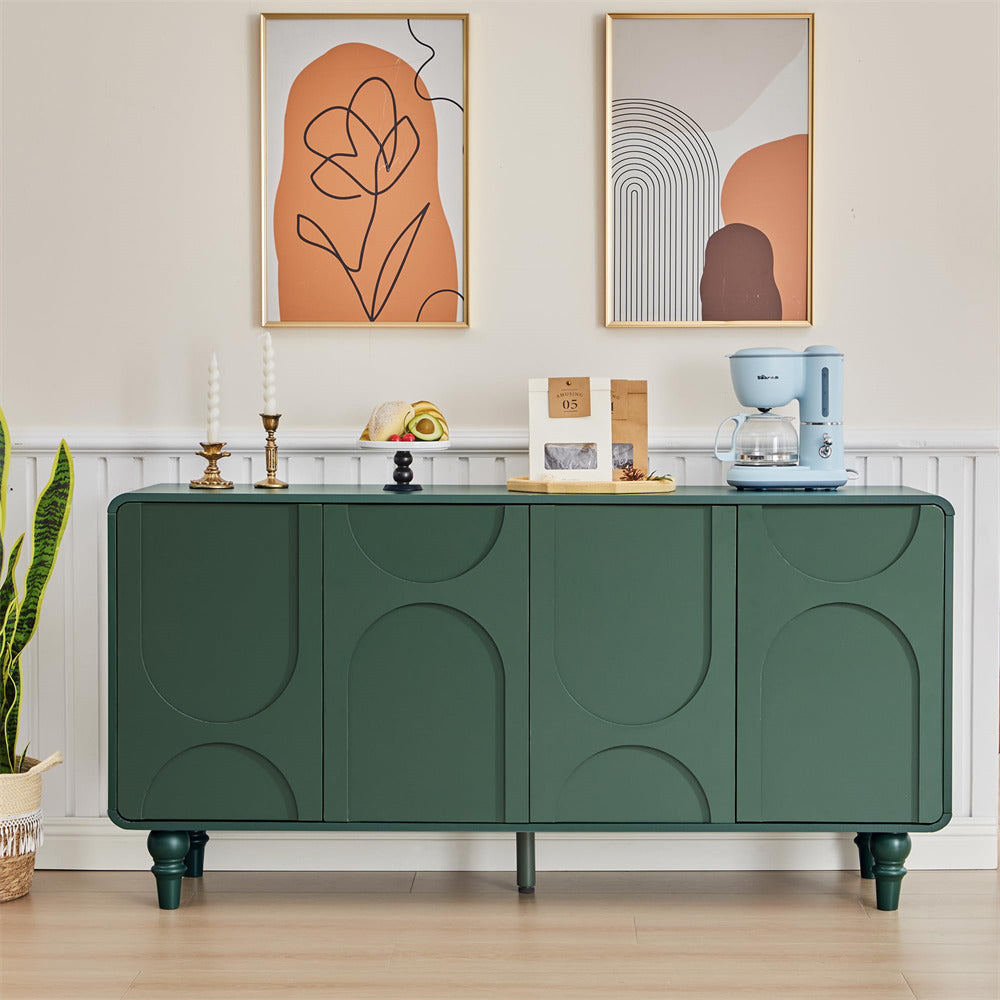 Green Modern Sideboard Buffet Credenza Storage Cabinet with Doors and Shelves