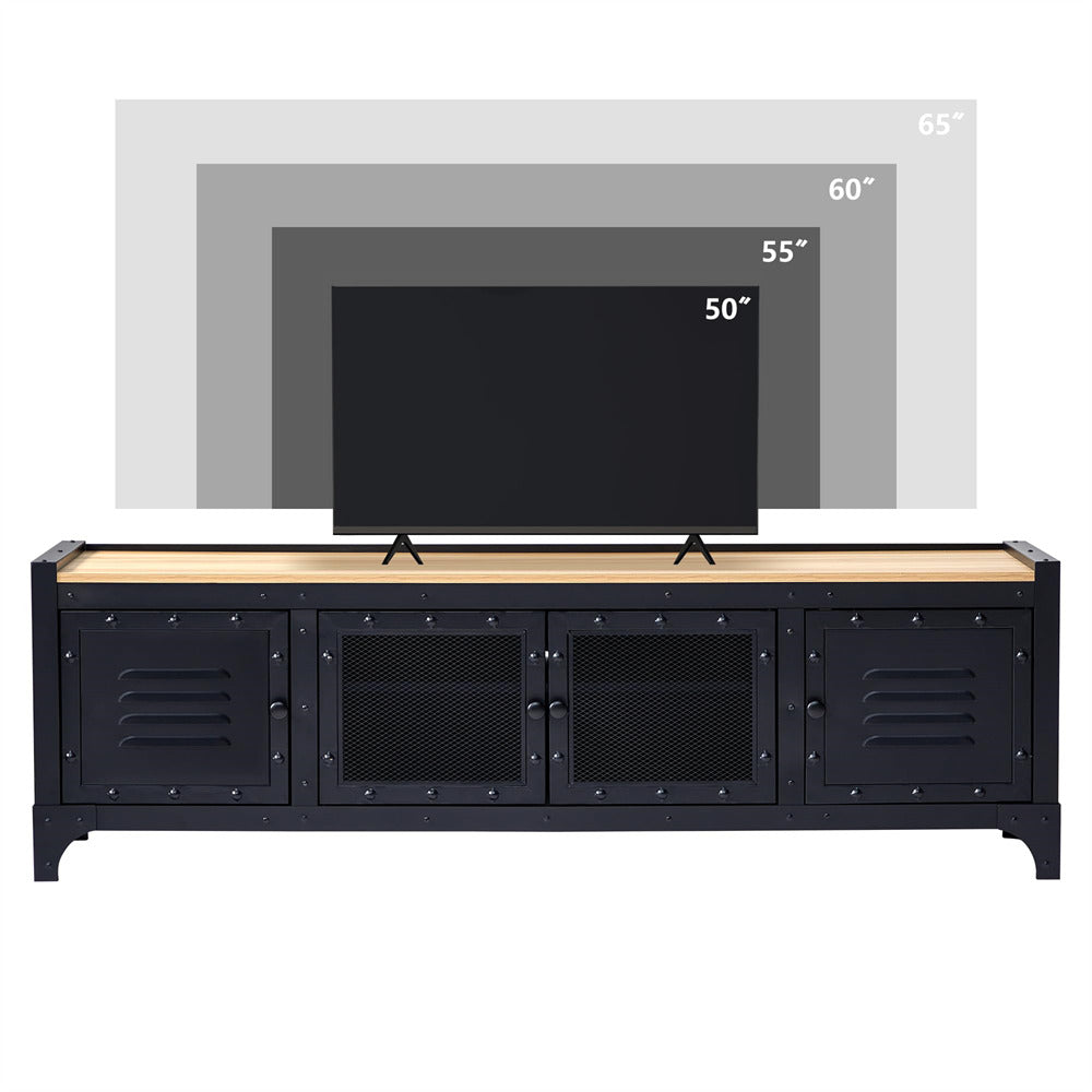 Industrial Style TV Stand Natural Retro TV Cabinet Media Console Table