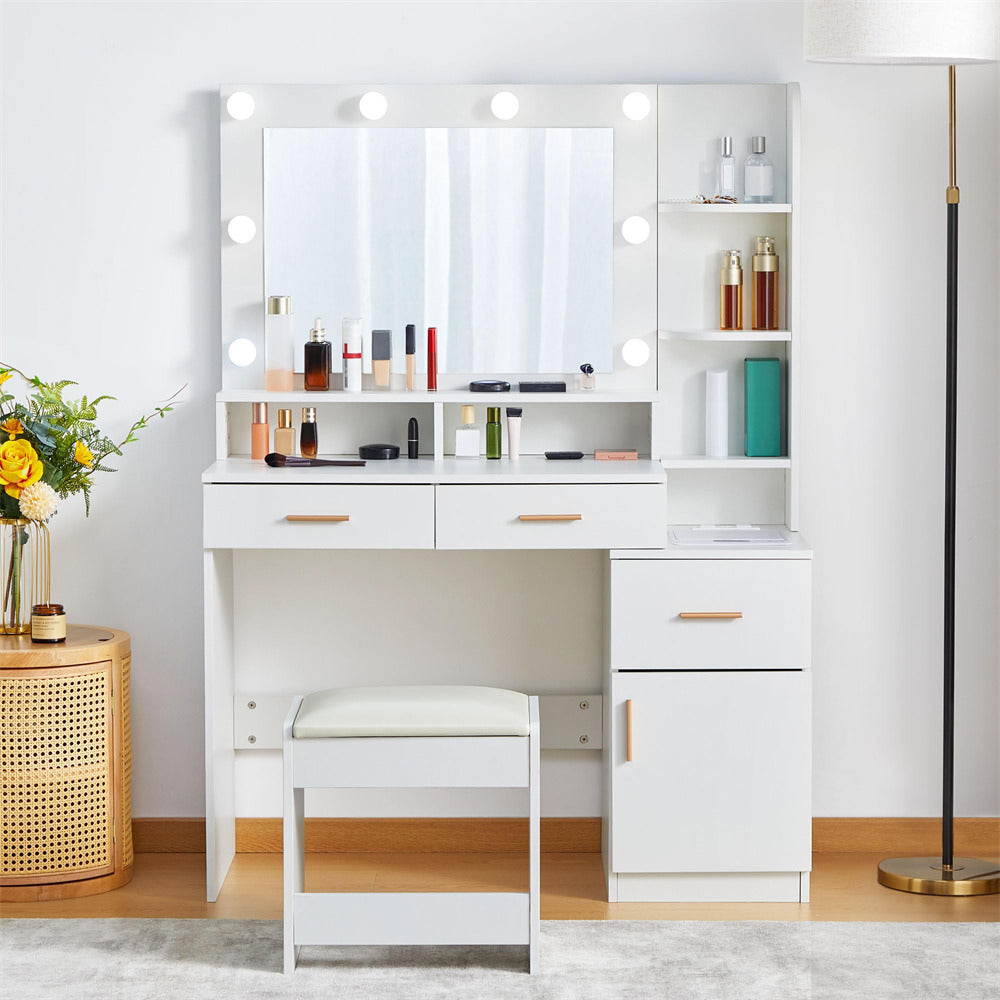 Large Makeup Vanity 3 Drawers with Lights and Wireless Charging