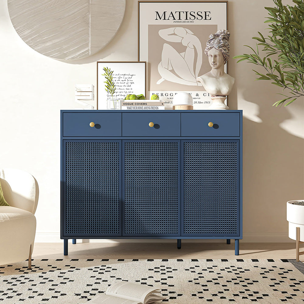 Metal Rattan Storage Cabinet with Top Drawer