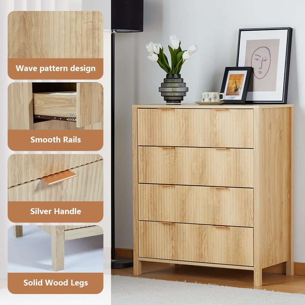Mid Century Modern Dresser Farmhouse Wooden Storage Cabinet with 4 Dra GiraTree Mid Century Modern Dresser Farmhouse Wooden Storage Cabinet with 4 Dra GiraTree