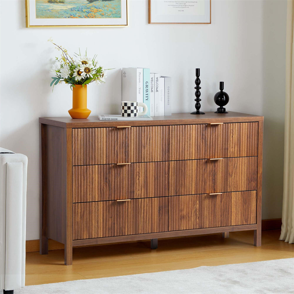 Mid Century Modern Dresser Farmhouse Wooden Storage Cabinet with 6 Drawers Mid Century Modern Dresser Farmhouse Wooden Storage Cabinet with 6 Drawers