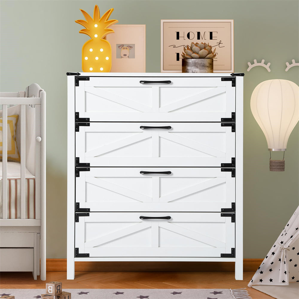 Modern Farmhouse 4 Drawer Dresser Wood Rustic Chest of Drawers Hallway