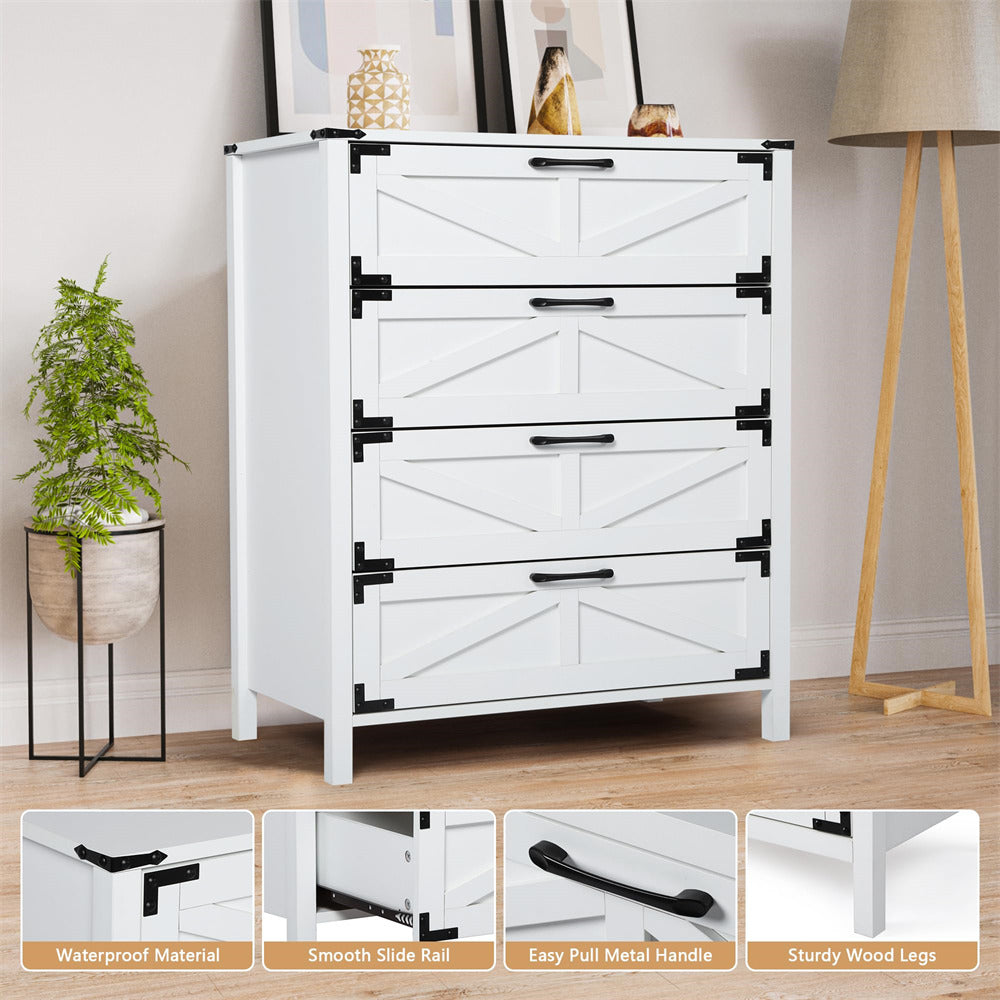 Modern Farmhouse 4 Drawer Dresser Wood Rustic Chest of Drawers Hallway