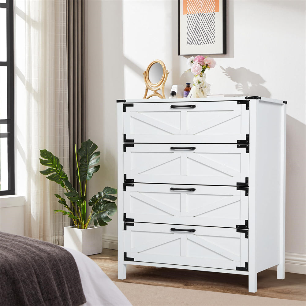 Modern Farmhouse 4 Drawer Dresser Wood Rustic Chest of Drawers Hallway