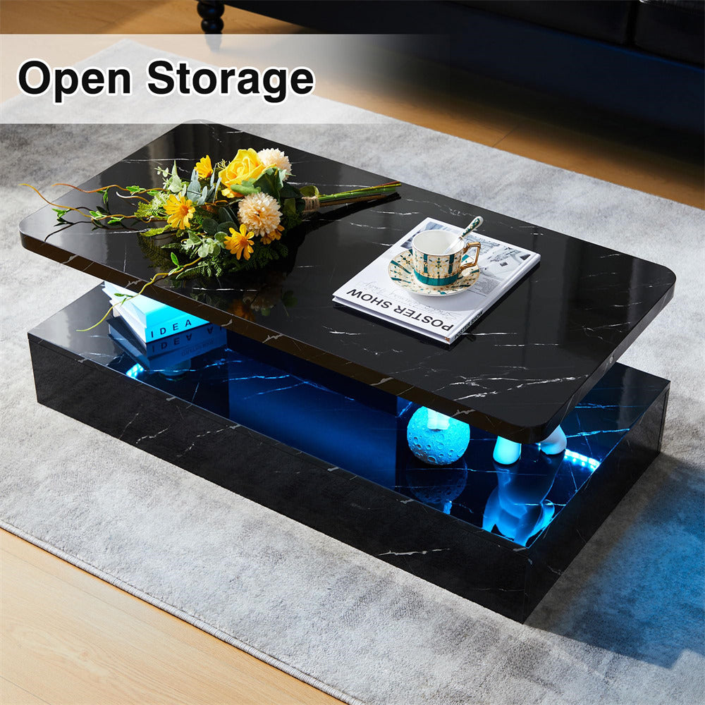 Modern High Gloss Coffee Table with Smart 16 Colors LED Lights GiraTree