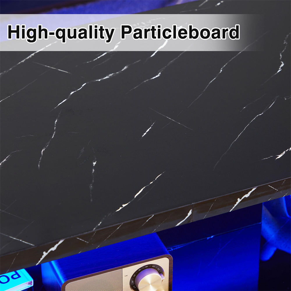 Modern High Gloss Coffee Table with Smart 16 Colors LED Lights GiraTree