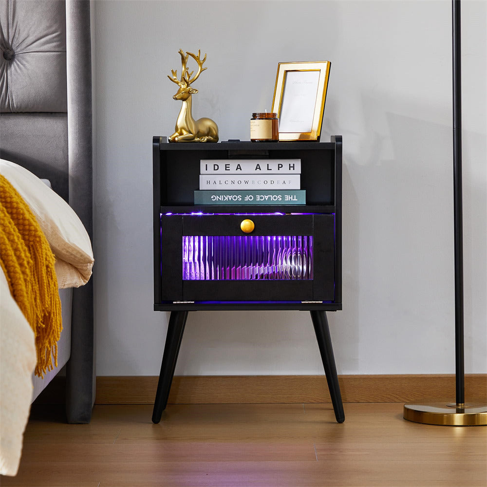 Modern Smart LED Nightstand with Charging Station