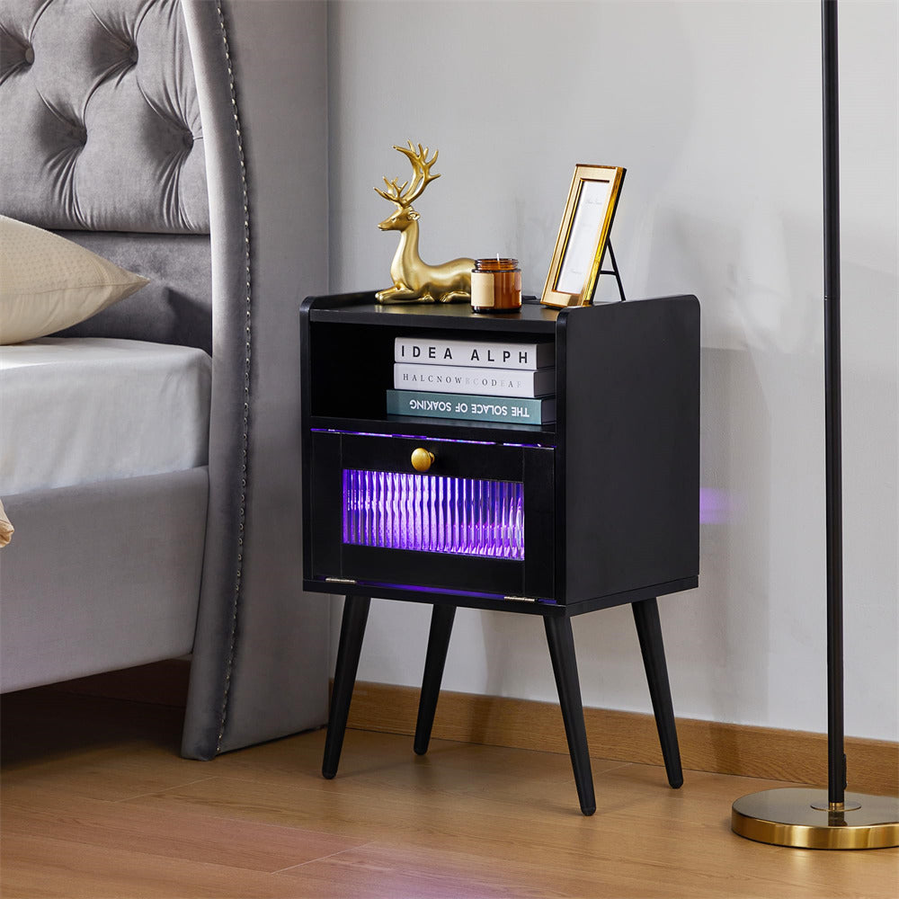 Modern Smart LED Nightstand with Charging Station
