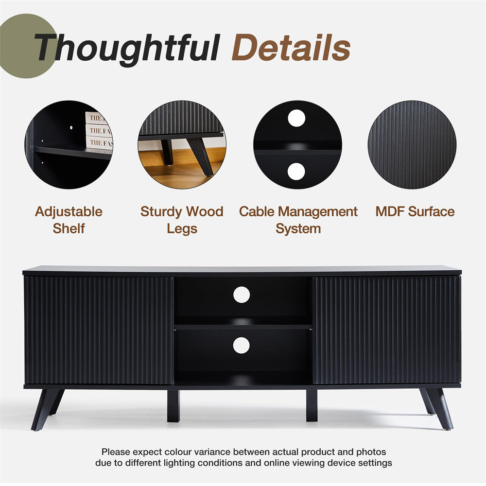 Modern Wooden TV Stand Console Table Entertainment Centers Black 