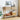 Wooden console table with decorative items in a room setting