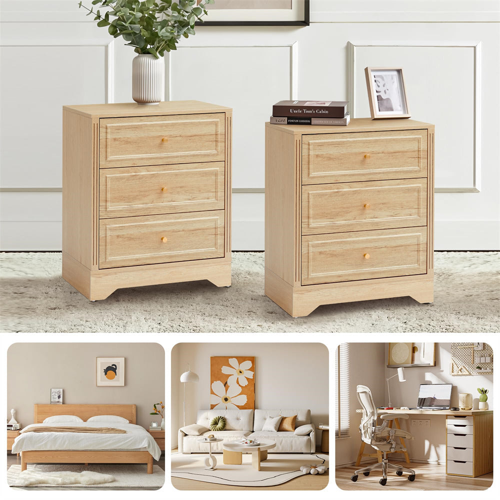 23-inch Wide 3-Drawer Nightstand Wooden End Table Small Dresser with C – GiraTree 23-inch Wide 3-Drawer Nightstand Wooden End Table Small Dresser with C – GiraTree