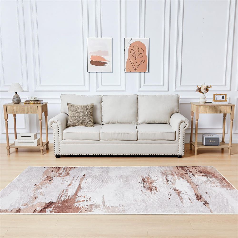 Natural 23.6” Modern Farmhouse Wooden End Table Set of 2 with Charging Station and Fluted Drawer