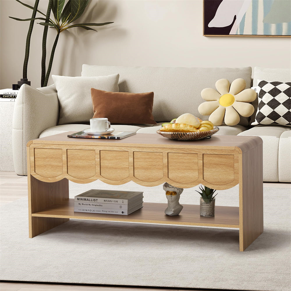Lift Compartment Modern 2 Tier Wooden Lift Top Coffee Table with Hidden Compartment and ...
