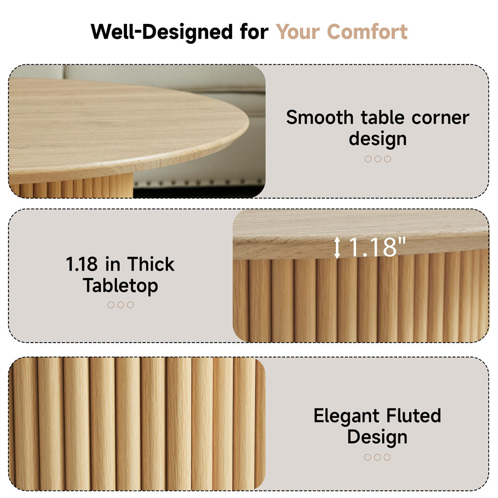 Wooden table with features highlighted on a white background