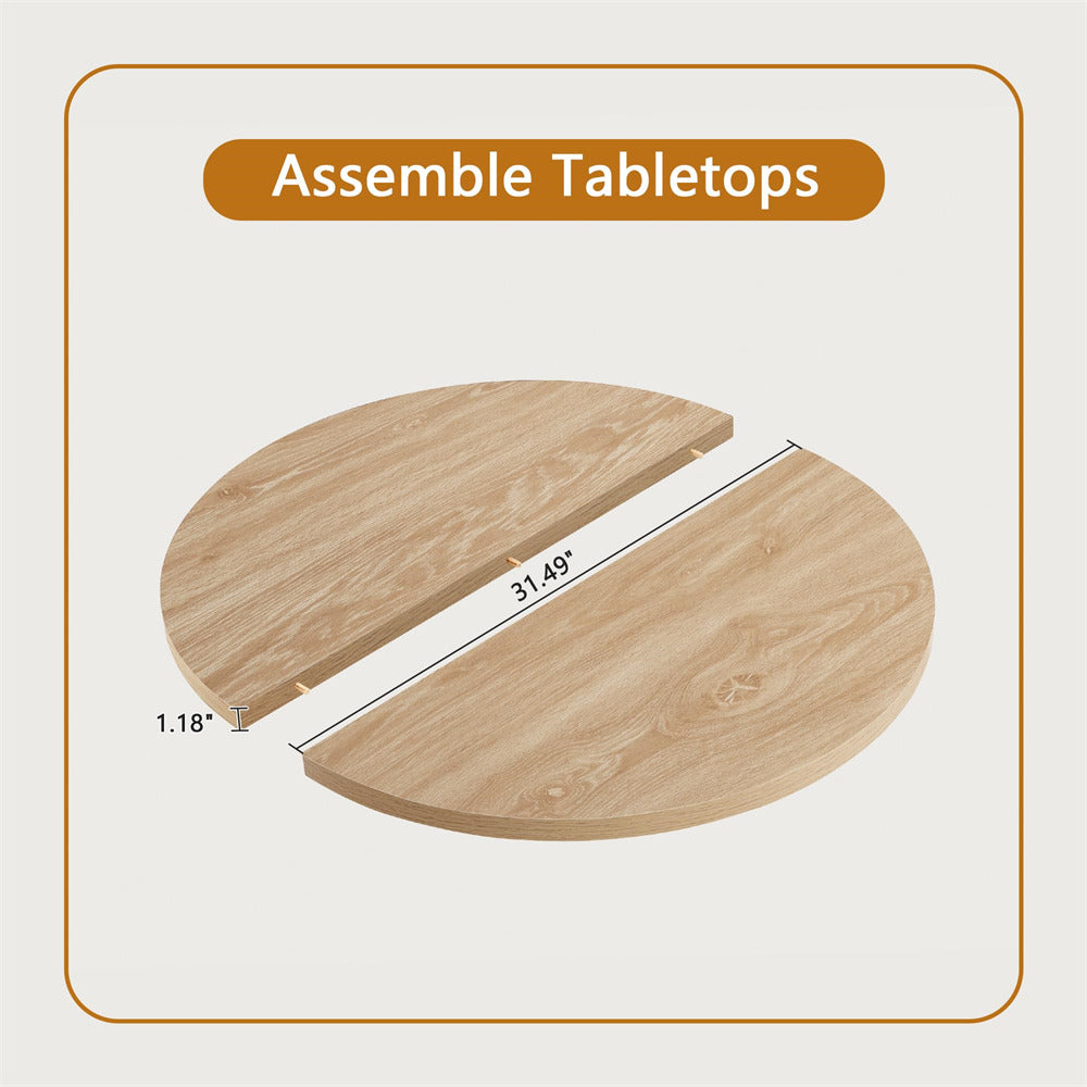 Wooden table top with dimensions on a light gray background