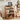 Natural 4-Tier Audio Rack Record Player Stand with Lockable Casters and Raised Edge Shelves