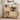 Wooden sideboard with decorative items in a room setting