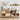 Wooden kitchen shelf with various items including fruits, books, and kitchen utensils.